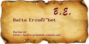 Balta Erzsébet névjegykártya